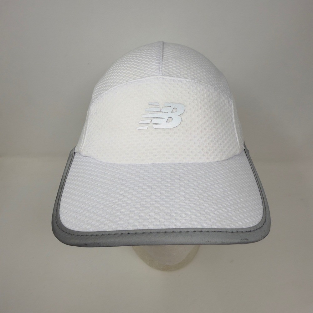 New Balance 5 Panel Preformance Hat Cap White‎ Mesh Running Adjustable Strap